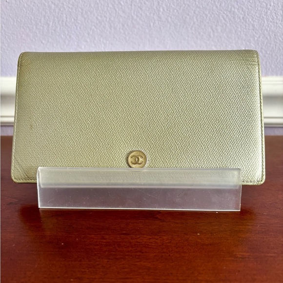 Authentic Chanel Silver Leather Wallet - Bifold Style, Gently Used - Picture 1 of 9